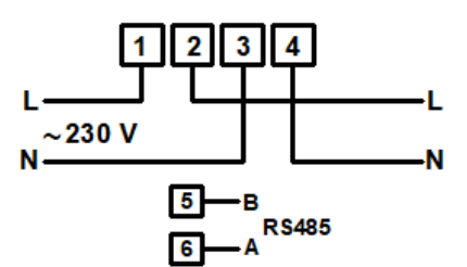 Схема подключения RS-485 счётчика Вектор-101 (R04, W04)